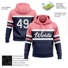 Load image into Gallery viewer, Custom Stitched Navy White-Medium Pink Line Sports Pullover Sweatshirt Hoodie
