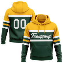 Load image into Gallery viewer, Custom Stitched Green White-Gold Line Sports Pullover Sweatshirt Hoodie
