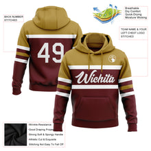 Load image into Gallery viewer, Custom Stitched Burgundy White-Old Gold Line Sports Pullover Sweatshirt Hoodie
