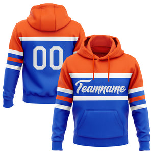 Custom Stitched Thunder Blue White-Orange Line Sports Pullover Sweatshirt Hoodie