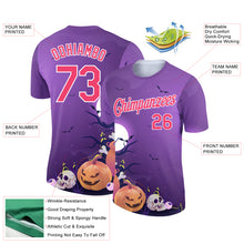 Load image into Gallery viewer, Custom Purple Pink-White 3D Halloween Performance T-Shirt
