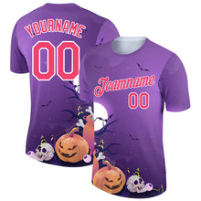 Load image into Gallery viewer, Custom Purple Pink-White 3D Halloween Performance T-Shirt
