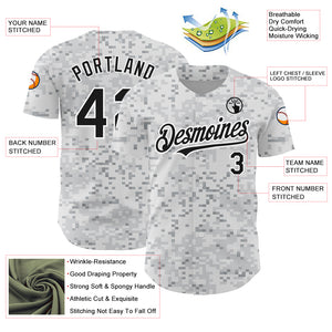 Custom Camo Black-White 3D Arctic Camouflage Authentic Baseball Jersey