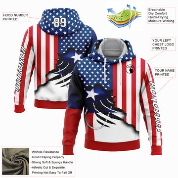 Custom Stitched Red US Navy Blue-Black 3D American Flag And Fish Hook Fishing Sports Pullover Sweatshirt Hoodie