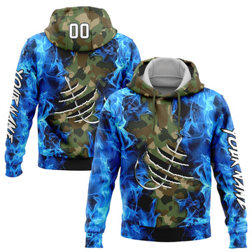 Custom Stitched Camo White-Black 3D Flame And Fish Hook Fishing Sports Pullover Sweatshirt Salute To Service Hoodie