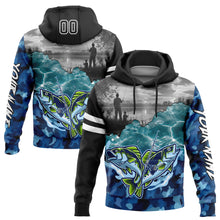 Load image into Gallery viewer, Custom Stitched Black Camo-White 3D Largemouth Bass Fish Fishing Sports Pullover Sweatshirt Hoodie
