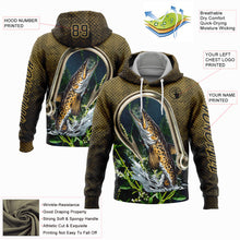 Load image into Gallery viewer, Custom Stitched Old Gold Black 3D Walleye Fish Fishing Sports Pullover Sweatshirt Hoodie
