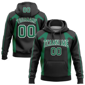 Custom Stitched Black Kelly Green-White 3D Pattern Design Segmentation Patchwork Stripe Sports Pullover Sweatshirt Hoodie