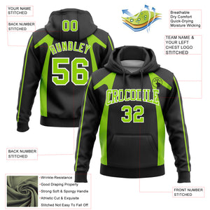 Custom Stitched Black Neon Green-White 3D Pattern Design Segmentation Patchwork Stripe Sports Pullover Sweatshirt Hoodie