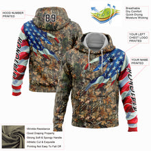 Load image into Gallery viewer, Custom Stitched Camo Black-White 3D American Flag Hunting Sports Pullover Sweatshirt Hoodie
