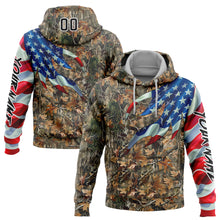 Load image into Gallery viewer, Custom Stitched Camo Black-White 3D American Flag Hunting Sports Pullover Sweatshirt Hoodie
