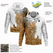 Load image into Gallery viewer, Custom Stitched White Black-Old Gold 3D Deer Hunting Sports Pullover Sweatshirt Hoodie
