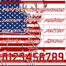 Load image into Gallery viewer, Custom Stitched White Red-US Navy Blue 3D American Flag And Deer Hunting Sports Pullover Sweatshirt Hoodie
