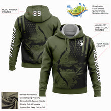 Load image into Gallery viewer, Custom Stitched Olive White-Black 3D American Flag And Bow Hunter Hunting Sports Pullover Sweatshirt Hoodie
