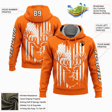 Load image into Gallery viewer, Custom Stitched Bay Orange White-Black 3D American Flag And Deer Hunting Sports Pullover Sweatshirt Hoodie
