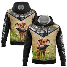 Load image into Gallery viewer, Custom Stitched Black White 3D Bow Hunter And Pheasant Hunting With Dog Sports Pullover Sweatshirt Hoodie
