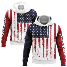 Load image into Gallery viewer, Custom Stitched Navy Red-Black 3D American Flag And Hunting Tools Sports Pullover Sweatshirt Hoodie
