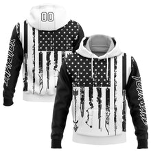 Load image into Gallery viewer, Custom Stitched Black White 3D American Flag And Hunting Tools Sports Pullover Sweatshirt Hoodie
