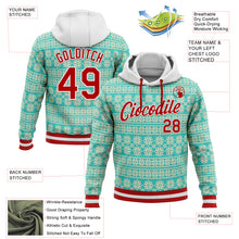 Load image into Gallery viewer, Custom Stitched Aqua Red-White 3D Christmas Sports Pullover Sweatshirt Hoodie
