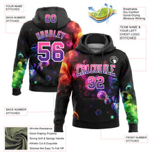 Load image into Gallery viewer, Custom Stitched Black Pink-Purple Fade 3D Pattern Design Colorful Bubbles Sports Pullover Sweatshirt Hoodie
