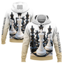 Load image into Gallery viewer, Custom Stitched White Vegas Gold-Black 3D Chess International Chess Day Sports Pullover Sweatshirt Hoodie
