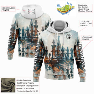 Custom Stitched White Black 3D Chess International Chess Day Sports Pullover Sweatshirt Hoodie