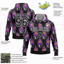 Load image into Gallery viewer, Custom Stitched Black White-Purple 3D Flame Billiard Snooker 8 Ball Sports Pullover Sweatshirt Hoodie
