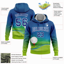 Load image into Gallery viewer, Custom Stitched Royal Neon Green-White 3D Golf Ball Sports Pullover Sweatshirt Hoodie
