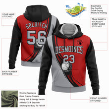 Load image into Gallery viewer, Custom Stitched Red Gray-Black 3D Golf Ball Sports Pullover Sweatshirt Hoodie
