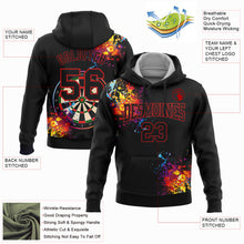 Load image into Gallery viewer, Custom Stitched Black Red 3D Dart Board Sports Pullover Sweatshirt Hoodie
