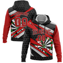 Load image into Gallery viewer, Custom Stitched Black Red-White 3D Dart Board Sports Pullover Sweatshirt Hoodie
