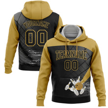 Load image into Gallery viewer, Custom Stitched Black Old Gold 3D Bowling Sports Pullover Sweatshirt Hoodie
