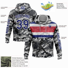 Load image into Gallery viewer, Custom Stitched Camo Royal-White 3D Costa Rica Costa Rican Flag Sports Pullover Sweatshirt Salute To Service Hoodie
