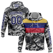 Load image into Gallery viewer, Custom Stitched Camo Navy-White 3D Venezuela Venezuelan Flag Sports Pullover Sweatshirt Salute To Service Hoodie
