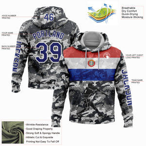 Custom Stitched Camo Navy-White 3D Paraguay Paraguayan Flag Sports Pullover Sweatshirt Salute To Service Hoodie