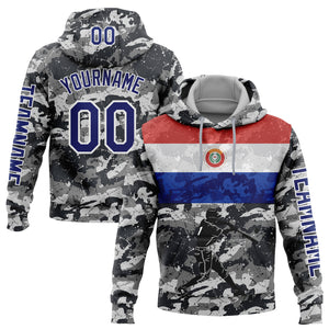 Custom Stitched Camo Navy-White 3D Paraguay Paraguayan Flag Sports Pullover Sweatshirt Salute To Service Hoodie