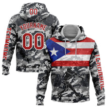 Load image into Gallery viewer, Custom Stitched Camo Red-White 3D Puerto Rico Puerto Rican Flag Sports Pullover Sweatshirt Salute To Service Hoodie
