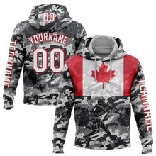 Load image into Gallery viewer, Custom Stitched Camo White-Fire Red 3D Canada Canadian Flag Sports Pullover Sweatshirt Salute To Service Hoodie
