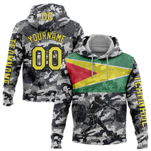 Load image into Gallery viewer, Custom Stitched Camo Light Yellow-Black 3D Guyana Flag Sports Pullover Sweatshirt Salute To Service Hoodie
