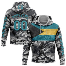 Load image into Gallery viewer, Custom Stitched Camo Teal-Black 3D Bahamas Bahamian Flag Sports Pullover Sweatshirt Salute To Service Hoodie
