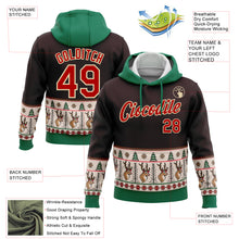 Load image into Gallery viewer, Custom Stitched Brown Red Cream-Kelly Green Christmas 3D Sports Pullover Sweatshirt Hoodie
