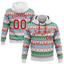 Load image into Gallery viewer, Custom Stitched White Red Christmas 3D Sports Pullover Sweatshirt Hoodie
