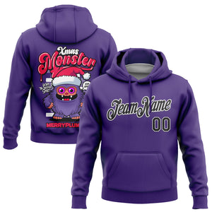 Custom Stitched Purple Black-White Funny Christmas 3D Sports Pullover Sweatshirt Hoodie