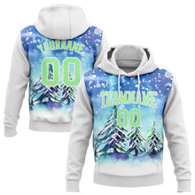 Load image into Gallery viewer, Custom Stitched White Pea Green Christmas Snowflakes 3D Sports Pullover Sweatshirt Hoodie
