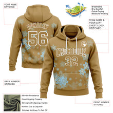 Load image into Gallery viewer, Custom Stitched Old Gold White Christmas Snowflakes 3D Sports Pullover Sweatshirt Hoodie
