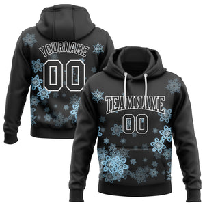 Custom Stitched Black White Christmas Snowflakes 3D Sports Pullover Sweatshirt Hoodie