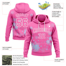 Load image into Gallery viewer, Custom Stitched Pink White Christmas Snowflakes 3D Sports Pullover Sweatshirt Hoodie
