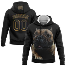 Load image into Gallery viewer, Custom Stitched Black Old Gold 3D Pattern Design American Bullydog Sports Pullover Sweatshirt Hoodie
