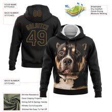 Load image into Gallery viewer, Custom Stitched Black Old Gold 3D Pattern Design American Bullydog Sports Pullover Sweatshirt Hoodie
