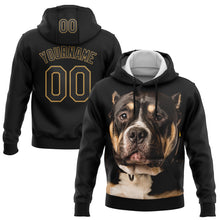 Load image into Gallery viewer, Custom Stitched Black Old Gold 3D Pattern Design American Bullydog Sports Pullover Sweatshirt Hoodie
